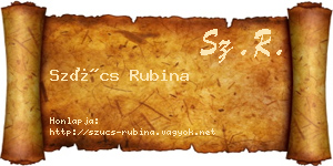 Szűcs Rubina névjegykártya
