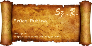 Szűcs Rubina névjegykártya